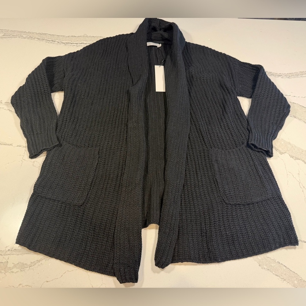 NEW OGD One Grey Day black open front cardigan sweater Size XS